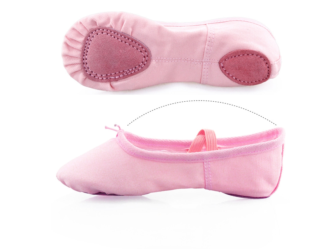 Sapato De Ballet Para Crianças Com Palmilha De Couro Mole Sola Antiderrapante Lona Rosa Tamanho 26