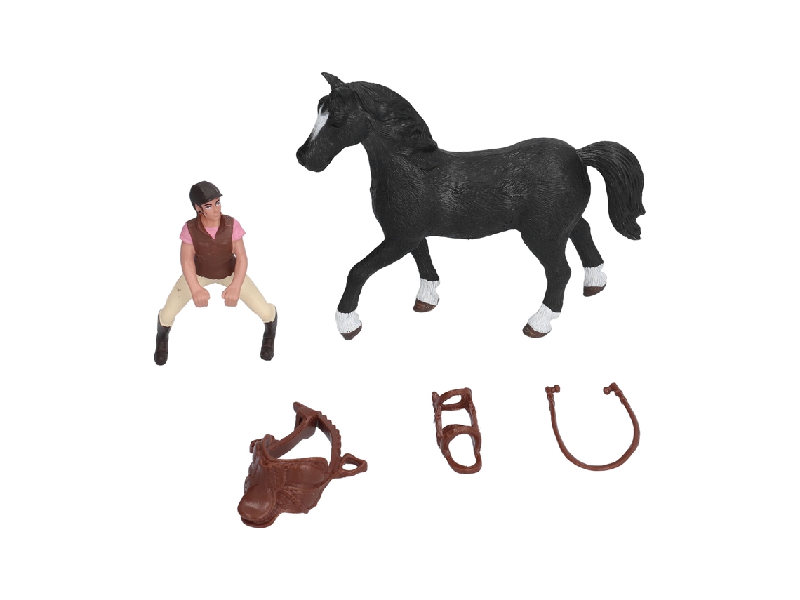 Primerox brinquedo Modelo Cavalo Rodeio com Cavaleiro Presente Aniversário Menina Pvc Rosa