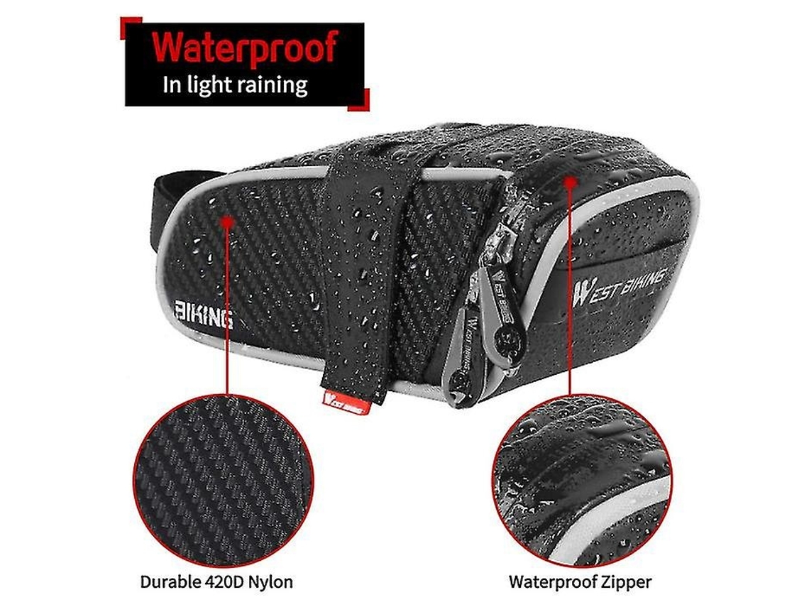 Lurelia Bolsa De Selim Para Bicicleta Impermeável, Cor Preto, Pu, Refletor, Instalação Fácil, 2.8 Polegadas
