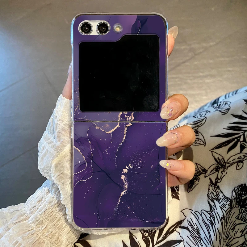 (a506) Capa Para Celular Galaxy Z Flip6 Com Estampa De Mármore