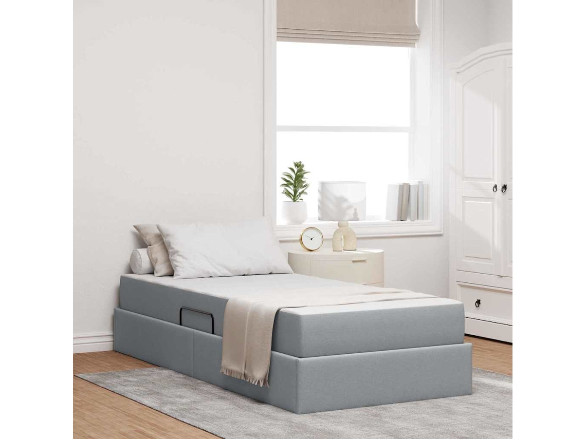Conjunto 1 Cama Com Armazenamento Vidaxl Cinzento-claro Poliéster (90 X 200 Cm)