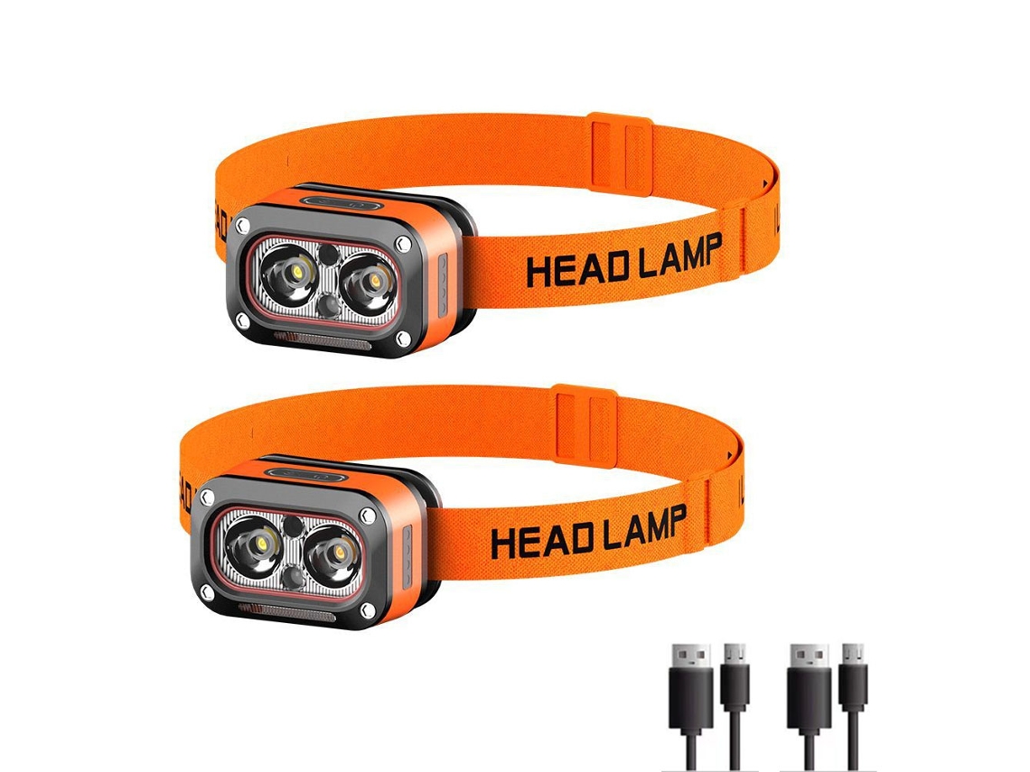 Kit com 2 Lanternas de Cabeça BRILVIBERA Recarregáveis com Sensor de Movimento