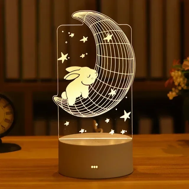 Luminária Led 3d em Acrílico, Pode Ser Usada como Luz Noturna Ou para Decoração de Casa. MDUG (luz Quente)