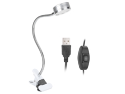 2026 luz de Pinza Usb com Temperatura de Cor Quente e Fria, Pescoço de Cisne Ajustável 360 Graus (prateado)