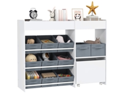 Estante/prateleira Infantil Para Brinquedos Com 11 Caixas Organizadoras Em Tecido Não Tecido, 105 X 30 X 80 Cm, Branca