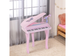 Piano Eletrônico Multifuncional De 37 Teclas Com Microfone E Alto-falante, Rosa.