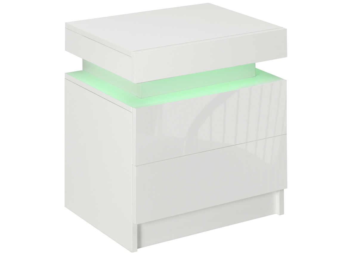 Mesa de Cabeceira Melamina de Madeira Cor Branco 45x35x52 cm Homcom
