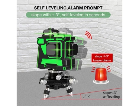 Nível de laser à prova dágua 12 linhas 3D autonivelante 360 Linha de feixe de laser vertical horizontal com parede com suporte, plugue UE OUTAD