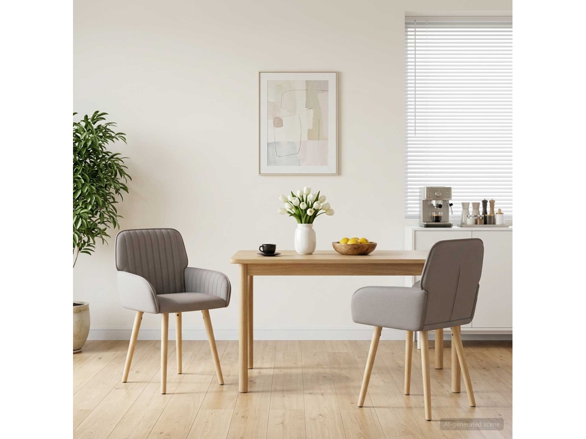Vidaxl Cadeiras De Jantar 2 Pcs Tecido Cinzento-acastanhado