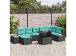 Vidaxl Conjunto De Sofá De Jardim 8 Unid. Preto Vime Pe