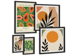 Conjunto De Pinturas Frutas Tropicais Motivos Retro Espelharte (5 Peças)
