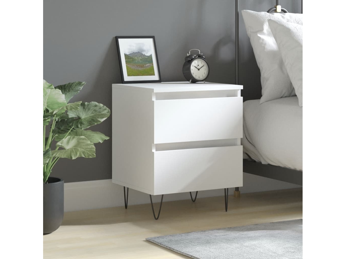 Vidaxl Mesa De Cabeceira 40x35x50 Cm Derivados De Madeira Branco