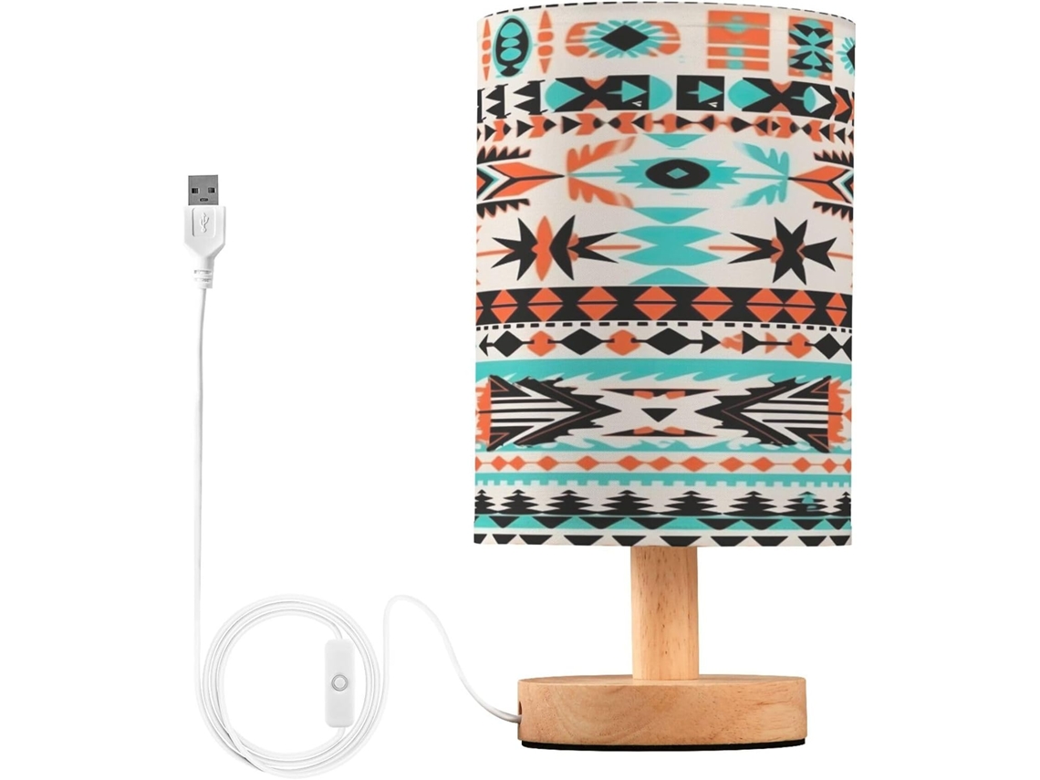 Abajur De Cabeceira Com Padrão Abstrato Para Quarto, Luminária De Cabeceira Led, Luminária De Leitura Com Cúpula Tecido