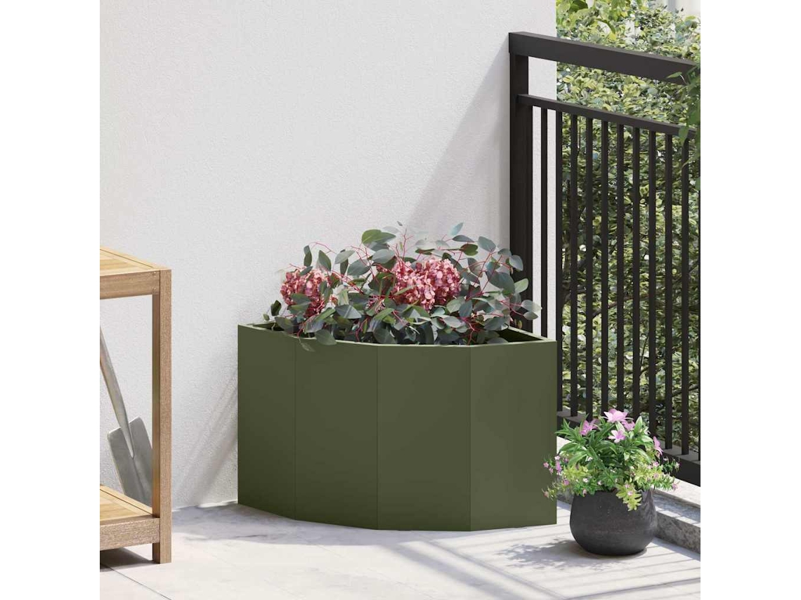 Vidaxl Vaso De Canto Verde-azeitona 45 X 45 X 35 Cm Aço