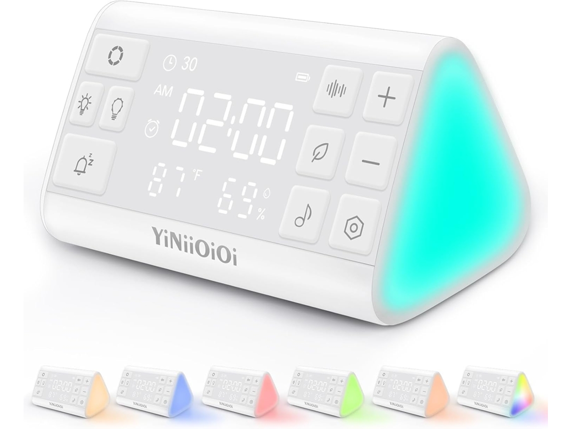 Máquina De Ruído Branco Com 35 Sons Relaxantes E 7 Luzes Noturnas