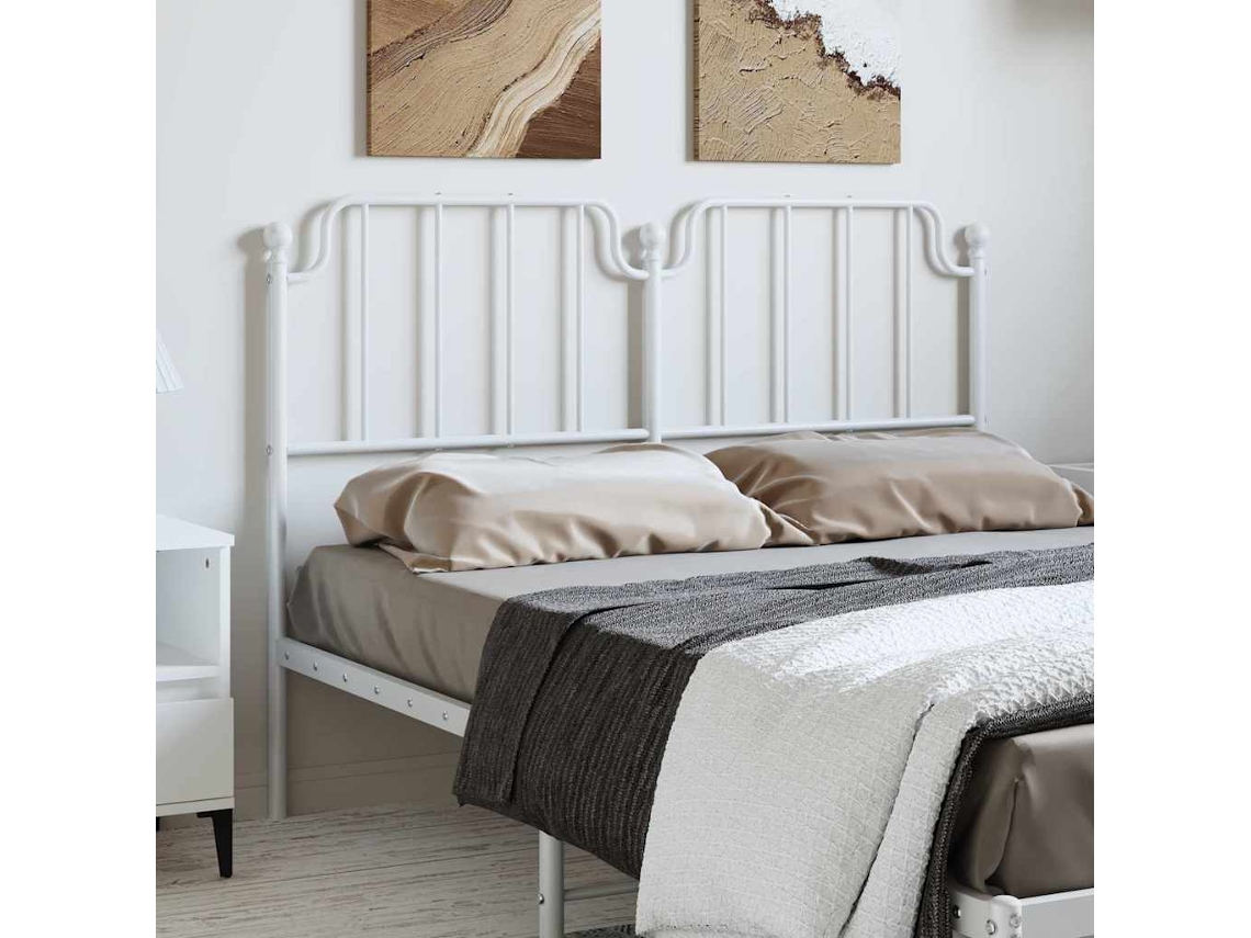 Vidaxl Cabeceira De Substituição 135 Cm Metal Branco