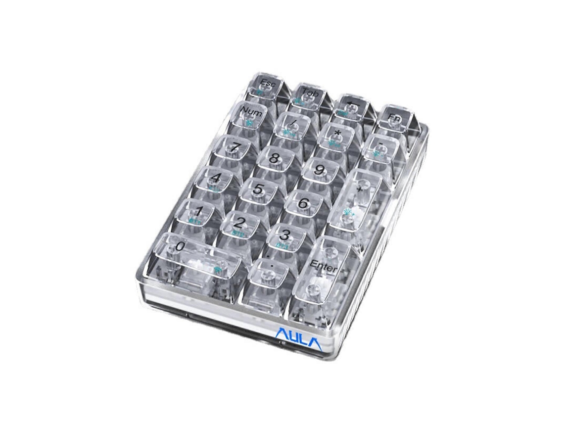 Teclado Numérico Mecânico De 21 Teclas Compatível Com Bluetooth, Teclado De Contabilidade Transparente, Teclado Para Jogos, Teclas Brancas Ly Ebike