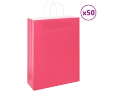 Vidaxl Sacos De Papel 50 Unid Com Alças Rosa 32x12x42 Cm