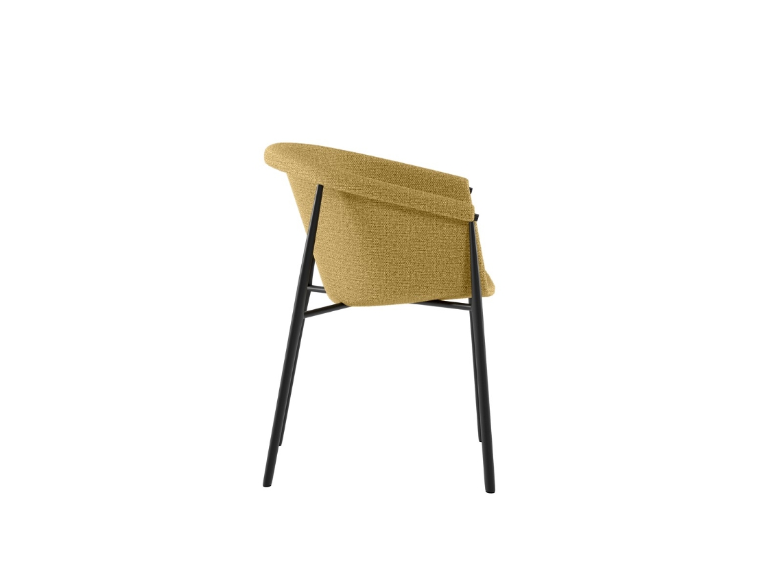 Cadeira De Jantar Nari Com Assento Estofado Em Tecido Amarelo E Pés De Metal Preto Com Design Moderno - 56x58x79 Cm