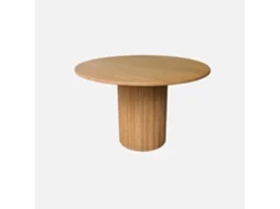 Mesa De Jantar Redonda Em Madeira Para 4 Lugares, Natural Sweeek