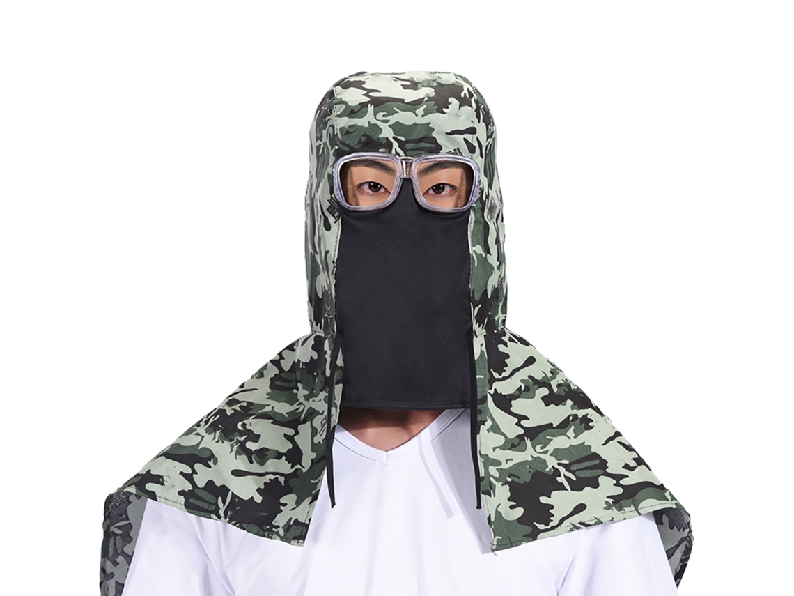 Chapéu Flap Com Óculos Protetor Anti-poeira Anti-vento Respirável Confortável Manta Total Camuflagem Exterior