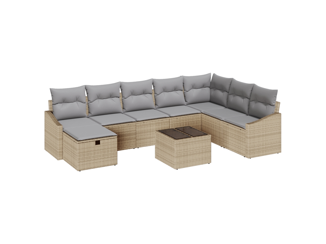 Conjunto 8 Conjunto De Sofás Para Exterior Vidaxl Bege Vime Pe (288,5 X 178,5 X 85 Cm)