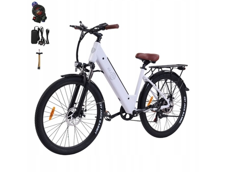 BEZIOR M3 Bicicleta Elétrica Roda de Alumínio 26 Preto 500W 48V 10.4Ah 26 Mtb E-Bike Shimano 7 Velocidades Branco