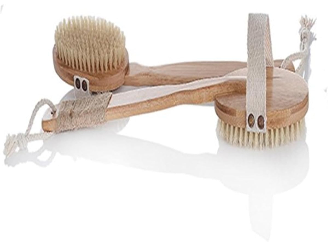 Escova De Massagem Corporal Valiclud Com Cerdas Bambu Natural E Cabo Removível, Tamanho Médio, Escova Esfoliante Para
