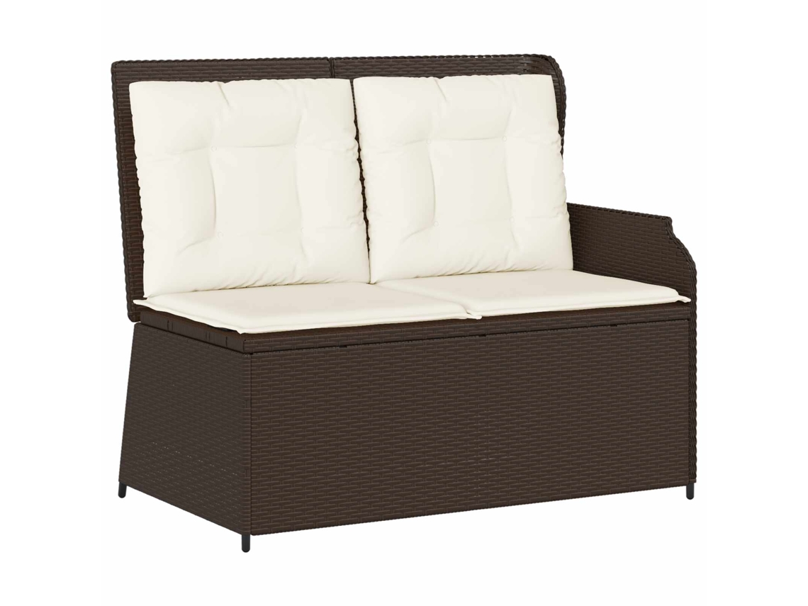 Banco De Jardim Com Almofada Preto E Branco Creme Vime Pe
