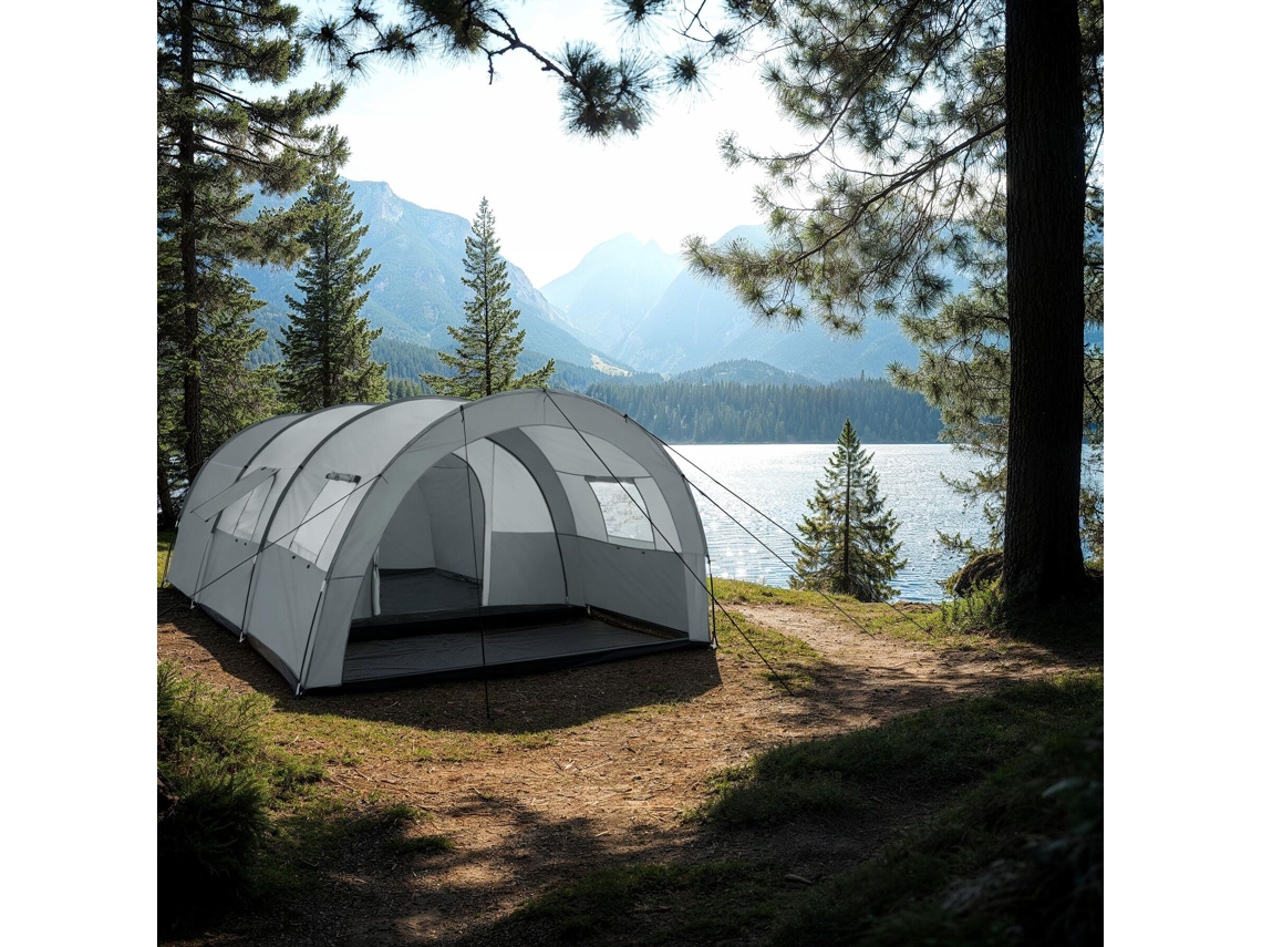 Tectake Tenda Roskilde Para 6 Pessoas, Cinzento Claro/cinzento Escuro