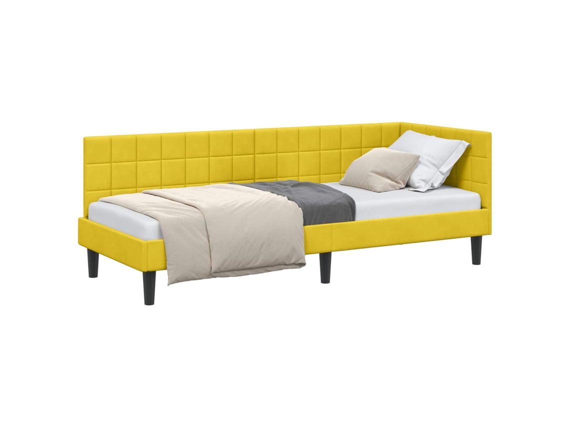 Conjunto 1 Estrutura De Cama De Dia Vidaxl Amarelo Veludo (80 Cm X 200 Cm)