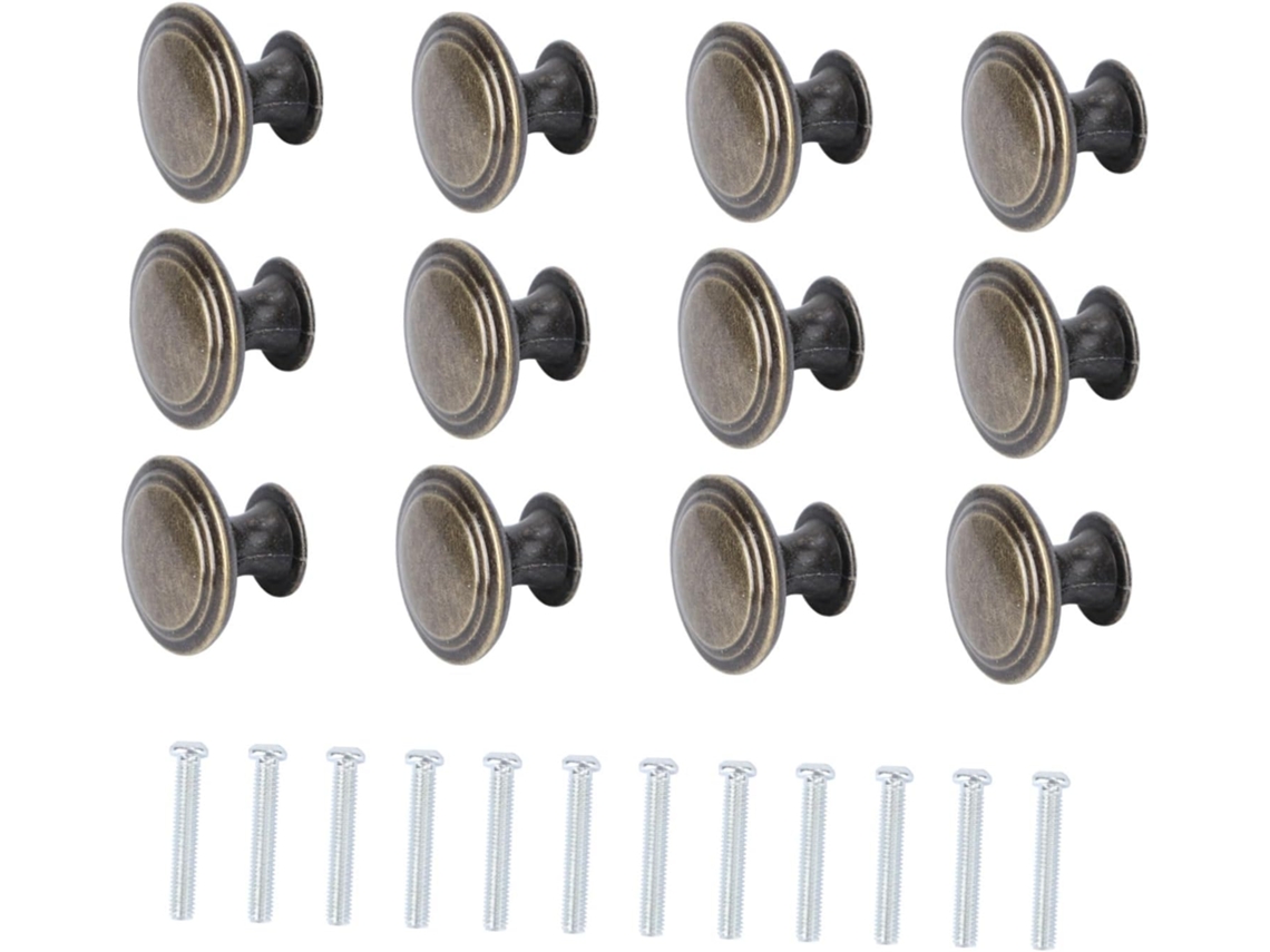 Conjunto De 12 Puxadores Redondos Ferro Estilo Vintage Para Portas Armários E Gavetas