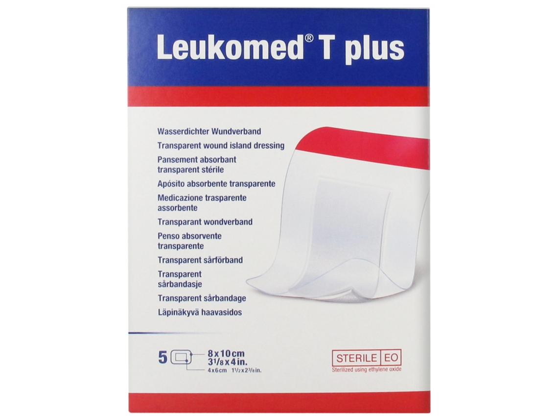 ESSITY Leukomed T Plus 5 Pensos Absorventes Transparentes Estéreis 8 X 10 Cm