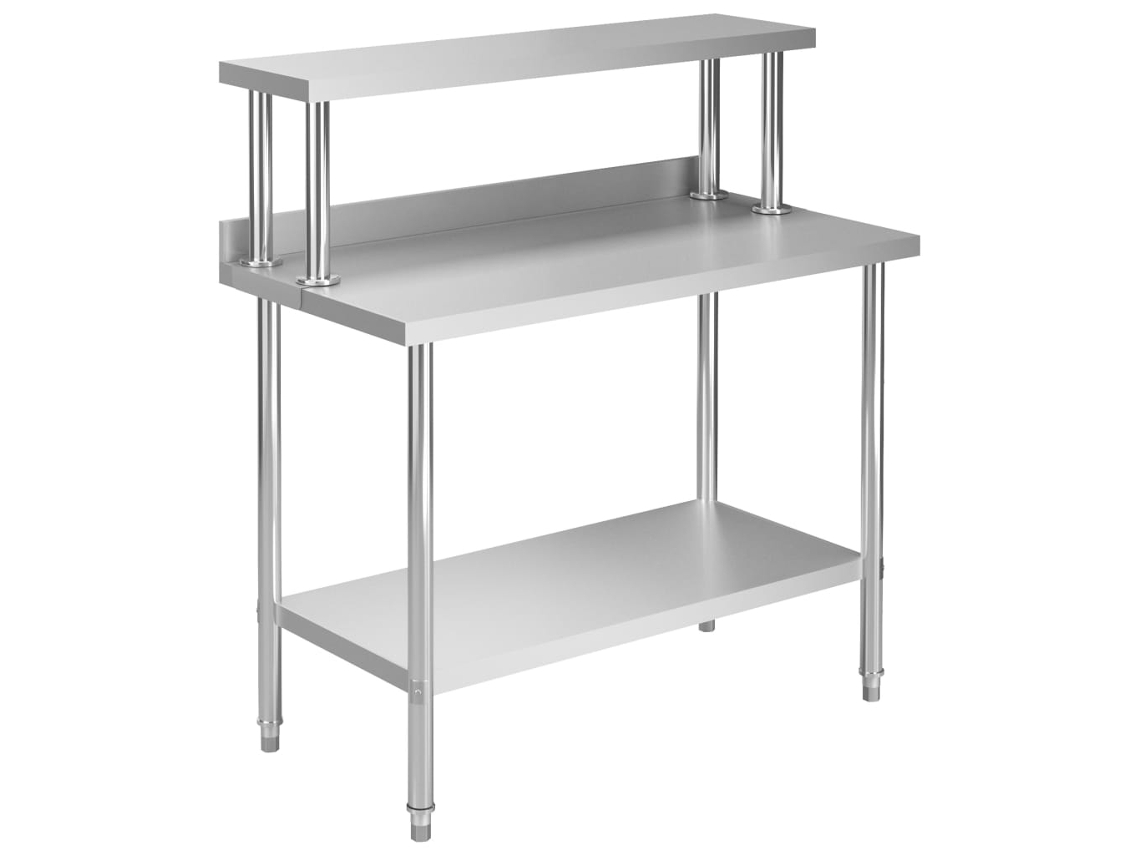 Vidaxl Mesa Trabalho Cozinha C/ Prateleira 120x60x120cm Aço Inoxidável