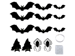 Primerox 13pcs Decoração de Halloween com Olhos 3d Brilhantes Morcegos Aranhas para Parede Jardim Festa