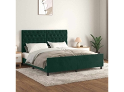 Vidaxl Estrutura De Cama C/ Cabeceira 180x200 Cm Veludo Verde-escuro