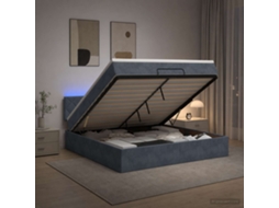 Vidaxl Cama Ottoman Com Colchão E Led Cinzento-escuro 140 X 200 Cm