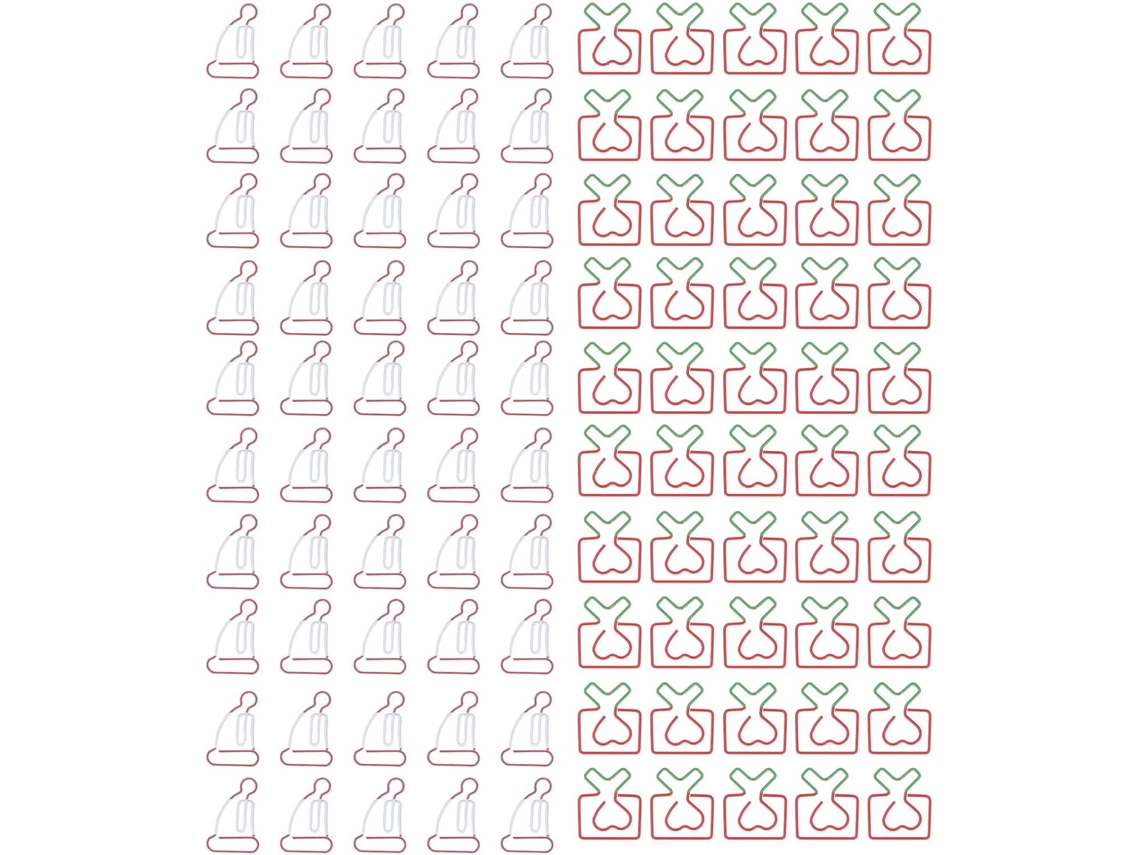 100 clipes de papel de metal resistentes e robustos com estilos exclusivos para organizar arquivos e anotações.