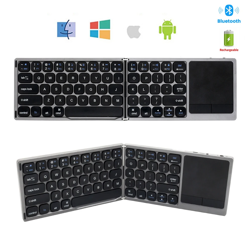 Teclado Bluetooth com Touchpad para Windows, Android e Ios MDUG (versões em Hebraico e Inglês com Touchpad)