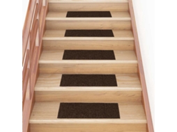 Vidaxl Tapetes De Escada Autoadesivos 15 Peças 60x25 Cm Marrom Retangular