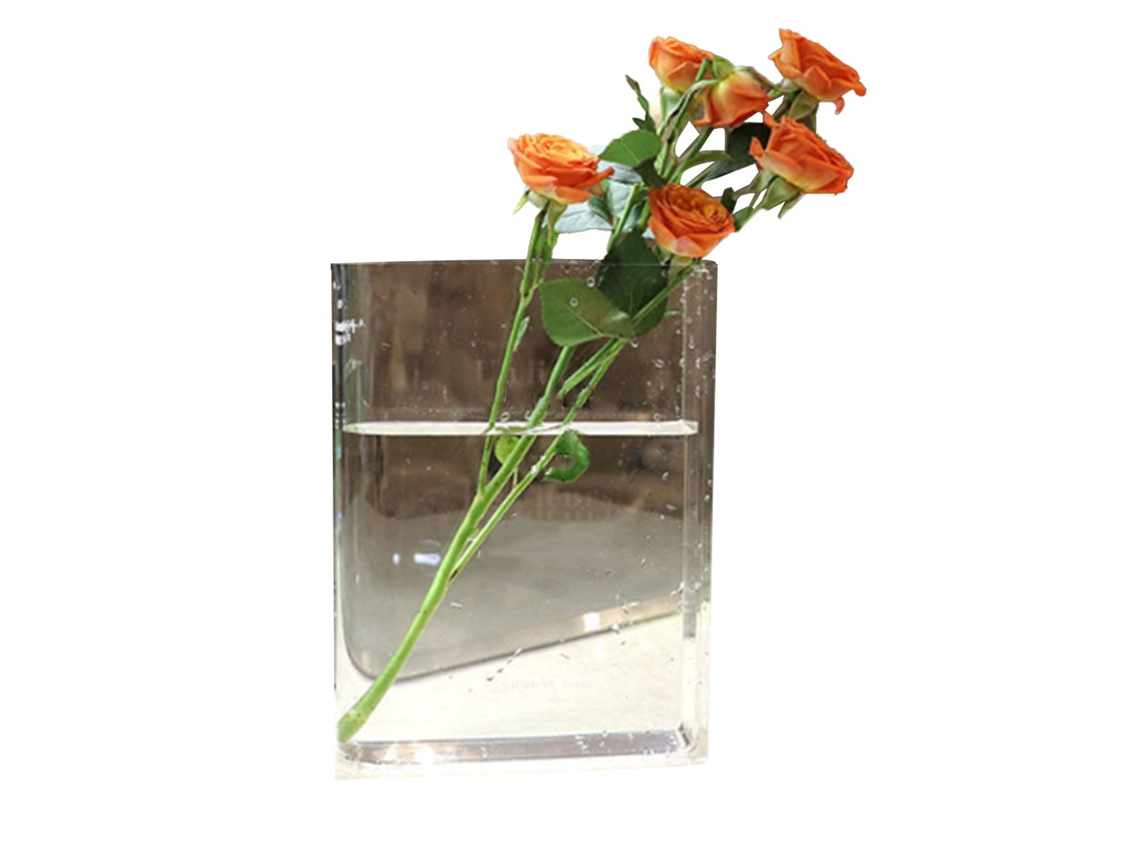 Baok - Vaso decorativo em formato de livro - Design estético para casa, quarto e escritório - Transparente com letras brancas