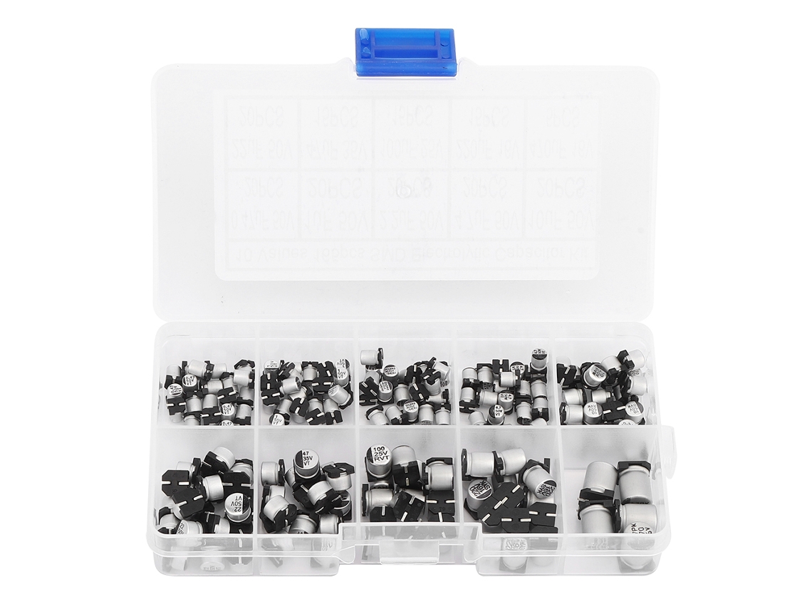 Kit De Capacitores Eletrolíticos Smd 165 Peças 0.47uf 50v - 470uf 16v