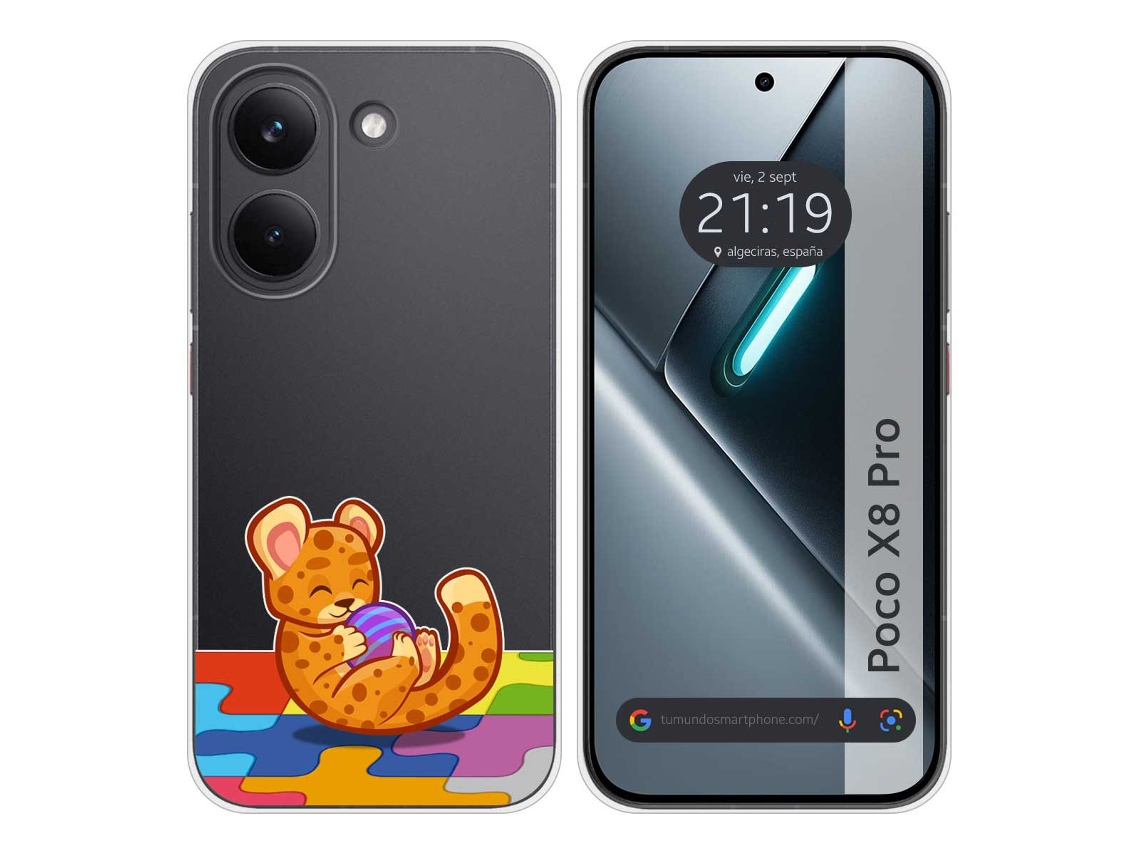Capa Tumundosmartphone De Silicone Transparente Para Xiaomi Poco X8 Pro 5g Com Estampa De Leopardo