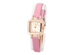 Relógio de Pulso Feminino de Quartzo Analógico com Correia Pu Elegante Rosa