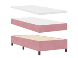 Conjunto 1 Cama Box Vidaxl Rosa Veludo (200 X 90 Cm)