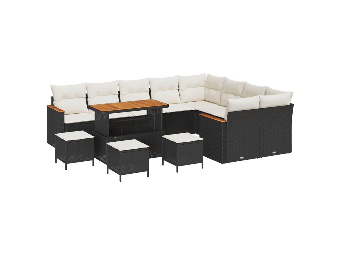 Maison Exclusive - Conjunto De Sofá De Jardim 13 Pcs Preto Vime Pe