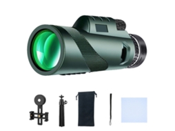 Monóculo Verde 80x100 com Suporte para Smartphone e Tripé À Prova D'água Observação de Pássaros, Caça, Viagens e Camping BRILVIBERA