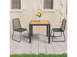 Vidaxl 3 Pcs Conjunto De Jantar P/ Jardim Vime De Pvc Preto E Castanho