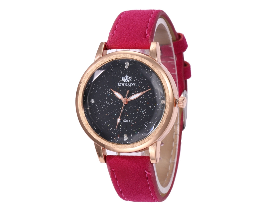 Relógio de Pulso Analógico de Quartzo com Mostrador Redondo Fashion (vermelho Rosa)
