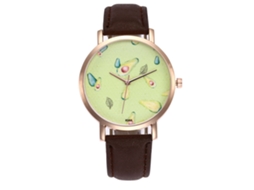 Reloj De Pulsera De Cuarzo Unisex Con Correa De Cuero Pu Café Zhoulianfa